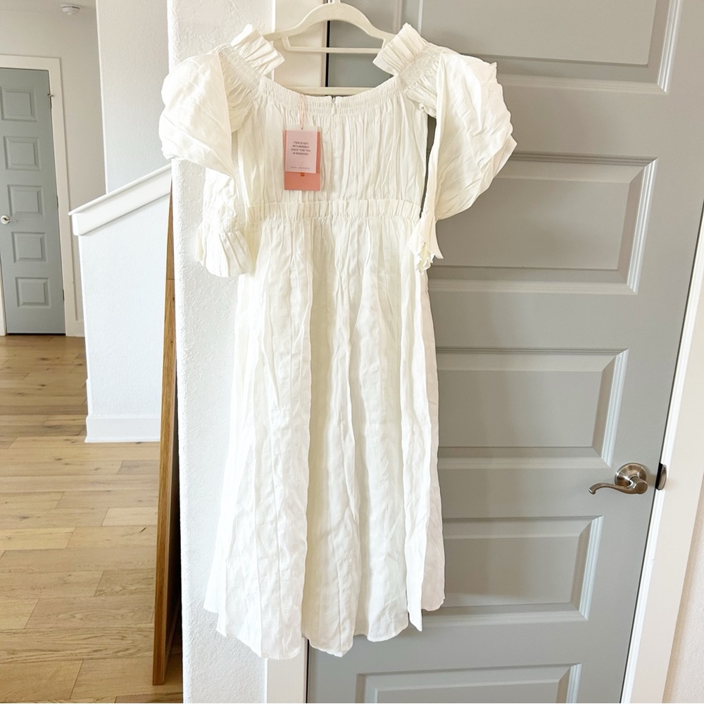 NWT Cult Gaia Simona Off Shoulder Button Front Linen Midi Dress - Picture 6 of 7